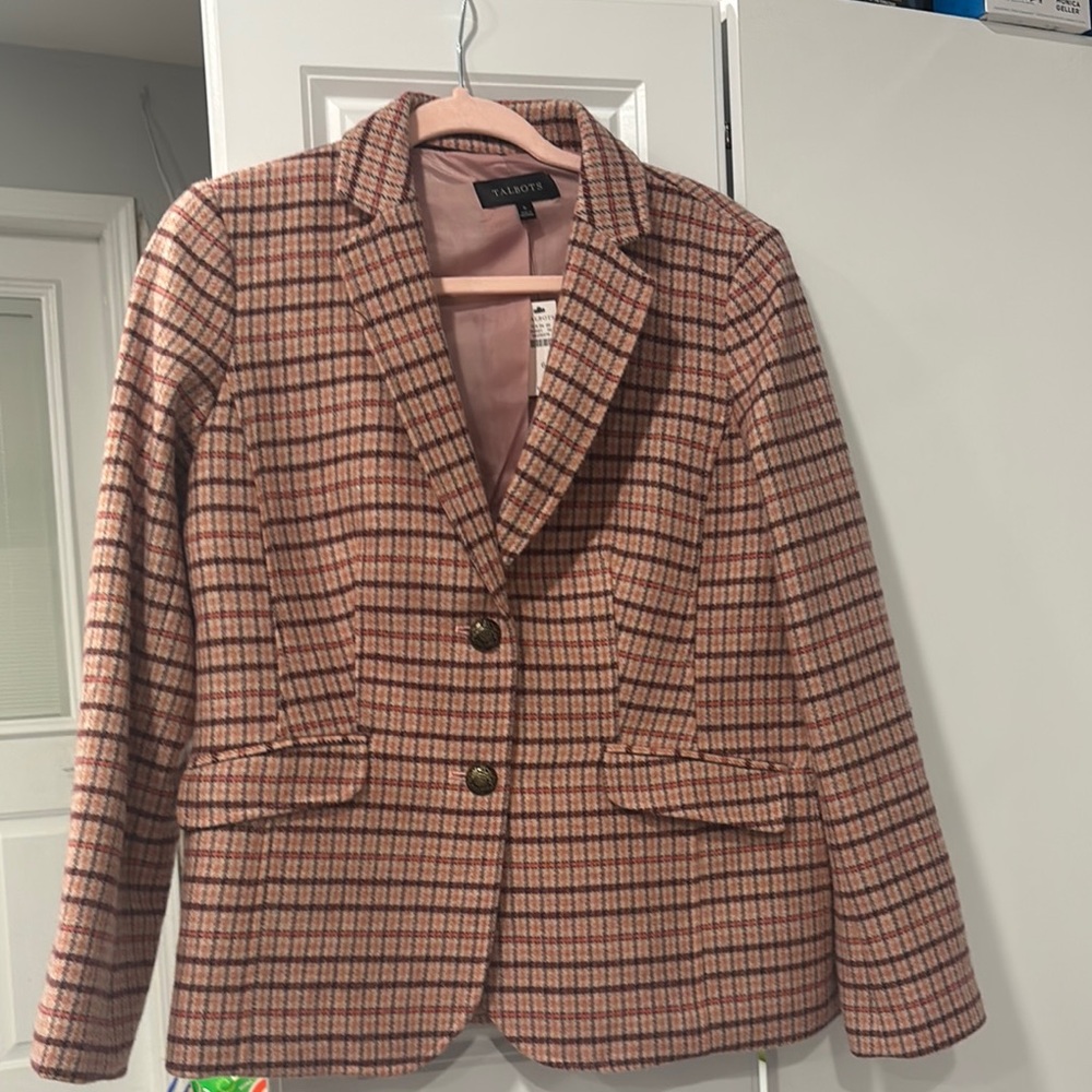 Talbots Women's Pink Plaid Blazer